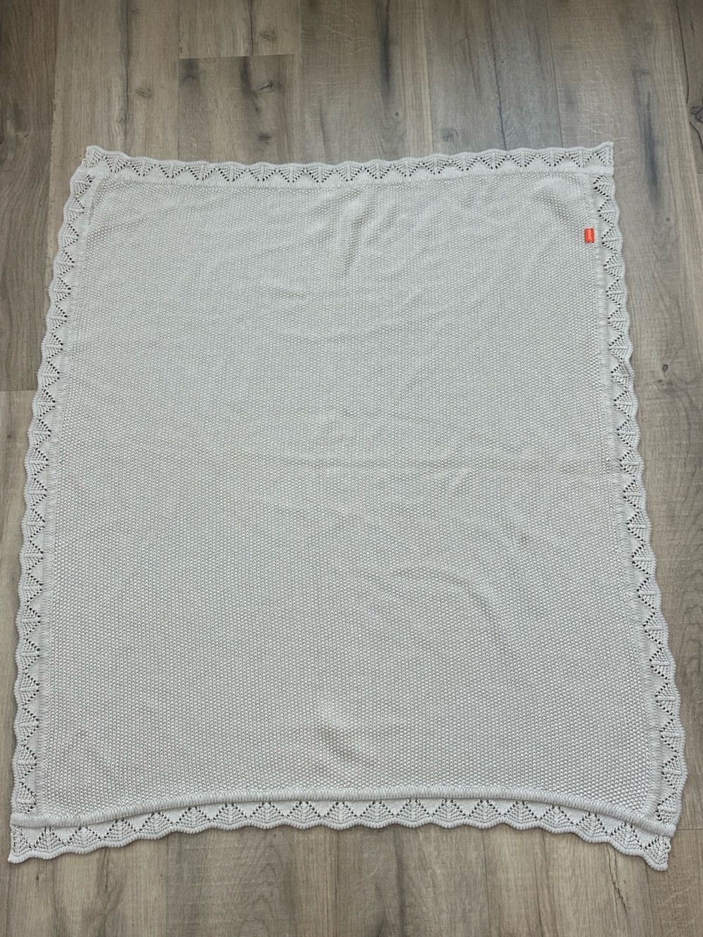 100% Cotton Baby Blanket - Tan Scalloped Edge knit crib bassinet 100cmx80cm